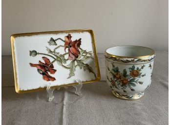 Limoges Hand Painted Tray And Bowl