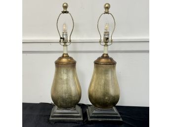 Pair Of Gold Ceramic Table Lamps