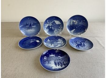 Collection Of 7 Classic Copenhagen Denmark Porcelain Christmas Plates