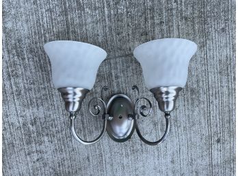 Two Bulb Light Fixture With Frosted Glass Shades