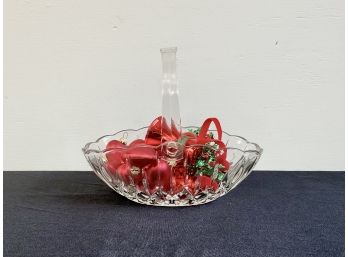 Crystal Bowl Of Delicate Glass Heart Shaped Ornaments