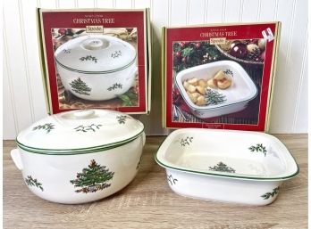 Spode Christmas Tree Covered Dish And Square Baker