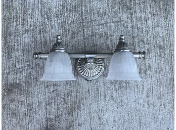 Two Bulb Light Fixture With Marbled Glass Shades