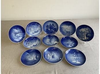 Collection Of 11 Classic Copenhagen Denmark Porcelain Christmas Plates
