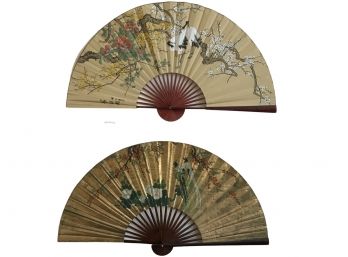 Pair Of Very Large Asian Fans - 61x35