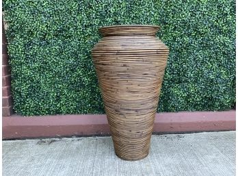 Tall Rattan Artisan Vase