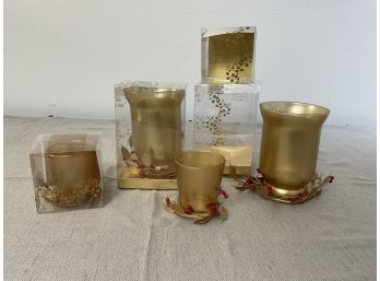 Set Of Four New Gold Candle Votives