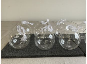 Set Of 6  Frontgate Glass Fillable Ornaments