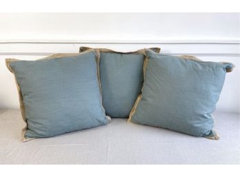 Trio Of Blue Pillows With Canvas Piping
