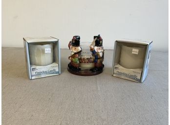 Yankee Candle Nutcracker Candle Holder And Two Flameless Candles