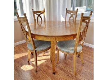 Vintage Hardwood Round Dining Table And French Inspired Cafe Chairs