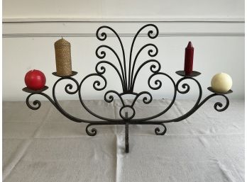 Wrought Iron Candelabra And Candles