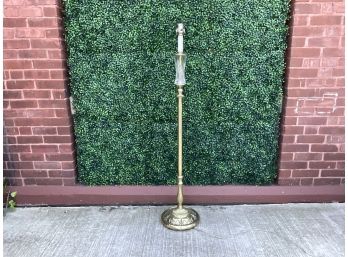 Heavy Brass Floor Lamp With Crystal Detail