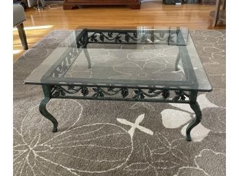 Glass Top Grapes And Vine Lane Verdigris Coffee Table
