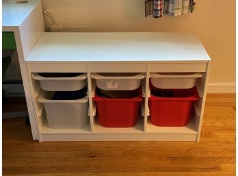 Children's Storage Combination Cabinet With Plastic Tubs