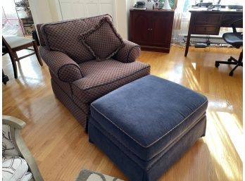 Ethan Allen Club Chair With Matching Ottoman