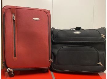 Luggage Lot 2 Suitcases Red And Black Samsonite Travel Select