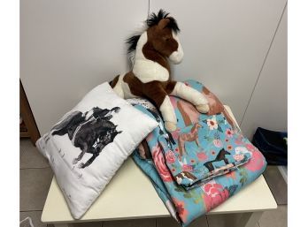 Children's Horse Comforter, Pillow And Doll