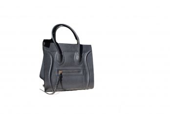 Leather Celine Paris Handbag With Chloe Cloth Bag- Faux