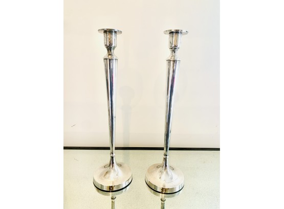 PR Banana Republic Tall Silver Plate Candle Holders