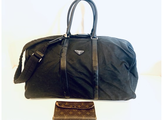 Authentic Prada Nylon Travel Bag & LOUIS Vuitton Wallet