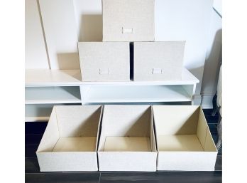 Set Six Container Store Linen Storage Bin Boxes