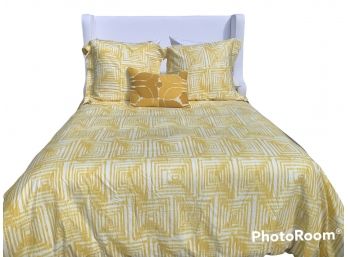 Williams & Sonoma Queen Size Ikat Yellow Linen Grouping