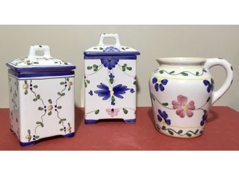 Trio Of Casa Fina, Portugal Canisters & Pitcher