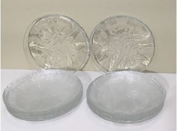 Vintage Pressed Glass Clear Dishes, Set Of 12