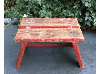 Antique Small Red Milking  Stool