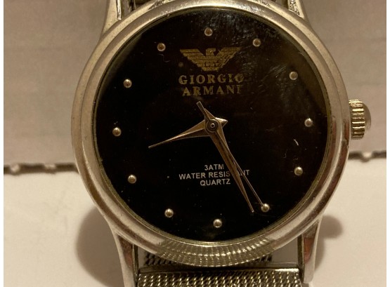 Vintage Giorgio Armani Le Collezioni Silver Tone Mesh Men's Watch  (Needs Battery)