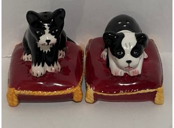 Figural  Resting Cat And Dog Salt And Pepper Shakers