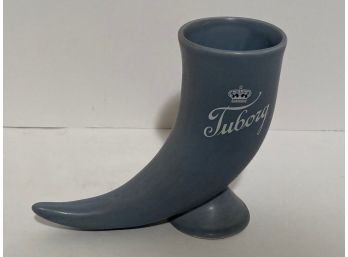Vintage Tuborg Danish Beer Footed Ceramic Horn Stein