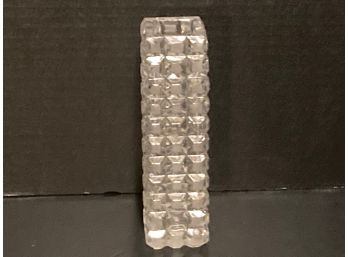 Vintage Rectangular Thick Glass Flower Vase (6 1/4  Inches In Height)