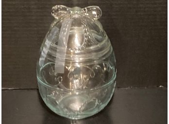 Clear Glass Easter Egg Cookie Jar  - Anchor Hocking  (9 1/2 Inches)