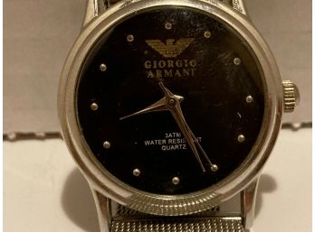 Vintage Giorgio Armani Le Collezioni Silver Tone Mesh Men's Watch  (Needs Battery)