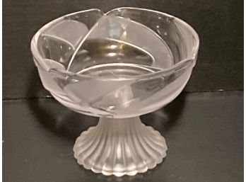 Vintage Studio Nova (?) Ribbed Frosted Footed Glass Candy Dish