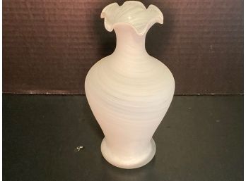 Vintage White Murano Art Glass Linea Mary Kristall Bud Vase 7 Inches In Height  Small Chip Pictured