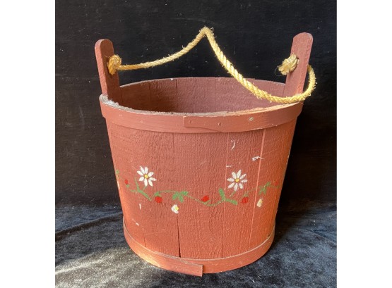 Painted Floral Wooden Bucket