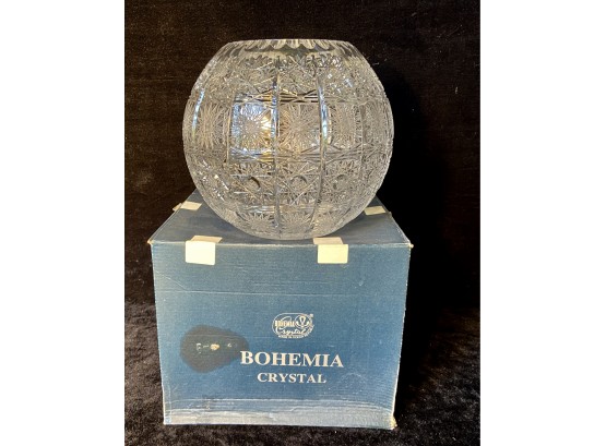 Mid Century Modern Hand Cut Bohemia 'Atomic' Crystal Bowl