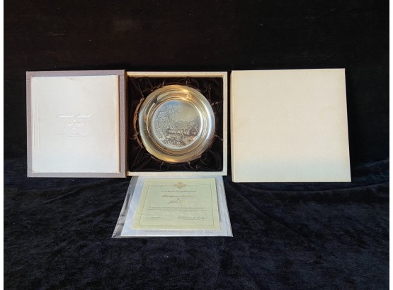 Solid Sterling Silver Franklin Mint 1976 Limited Edition Plate 'Brandywine Battlefield' By James Wyeth