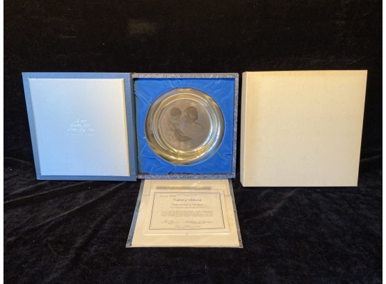 Solid Sterling Silver Franklin Mint 1973 Limited Edition 'Mother & Child' Mothers Day Plate