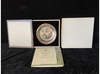 Solid Sterling Silver Franklin Mint 1972 Limited Edition Plate 'Along The Brandywine' By James Wyeth