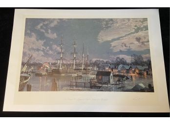 John Stobart  (British-1929 ) Signed And Numbered Print 'Mystic Seaport'