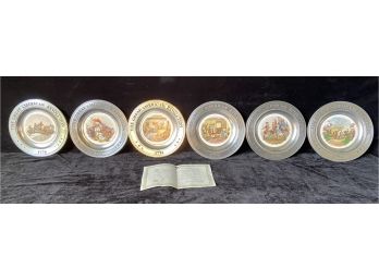 Six Williamsport Foundry American Bicentennial Collection Commemorative Pewter Plates