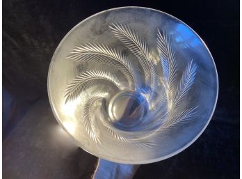Cut Glass Vase With Swirled  Fronds Pattern