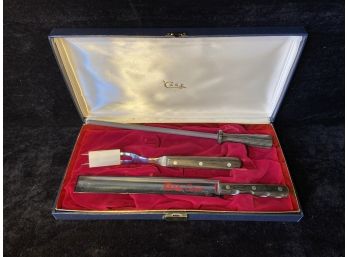 New Case 'Noble Trio' Carving Set With Latched Carry/Storage Box