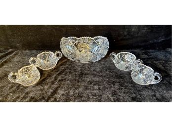 American Brilliant Cut Crystal With Floral And Fruit Patterns