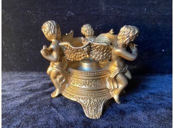 Candle Stand With Three Winged Musical Angels