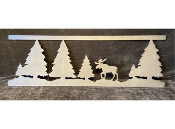 Cut Metal Wall Art With Moose And Evergreen Trees